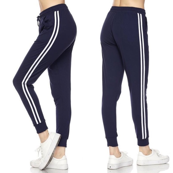 Navy Side Stripe Joggers - Picture 1 of 3